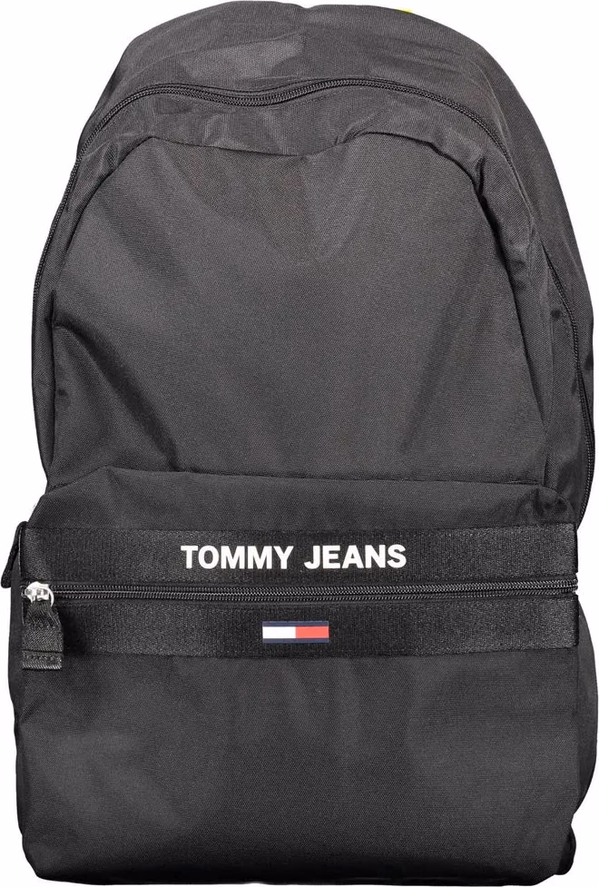 Tommy Hilfiger Black Recycled Polyester Men Backpack