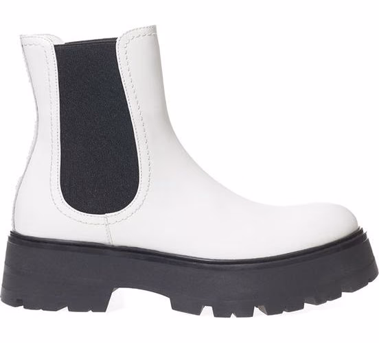 Alexander McQueen Black And White Leather Chelsea Boots