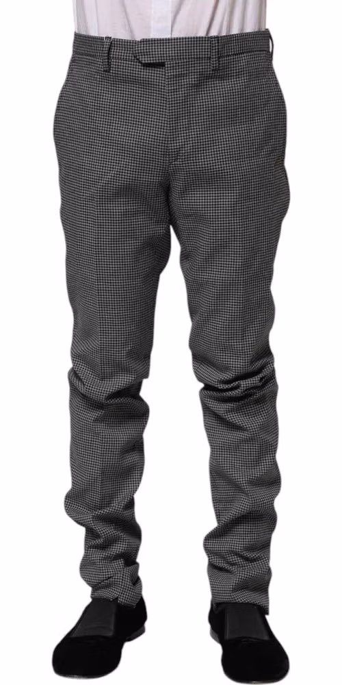 BENCIVENGA Black White Checkered Tapered Dress Pants