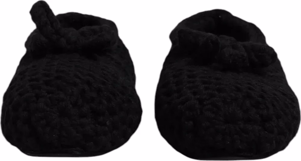 Dolce & Gabbana Black Wool Slip On Flats Ballerina Shoes