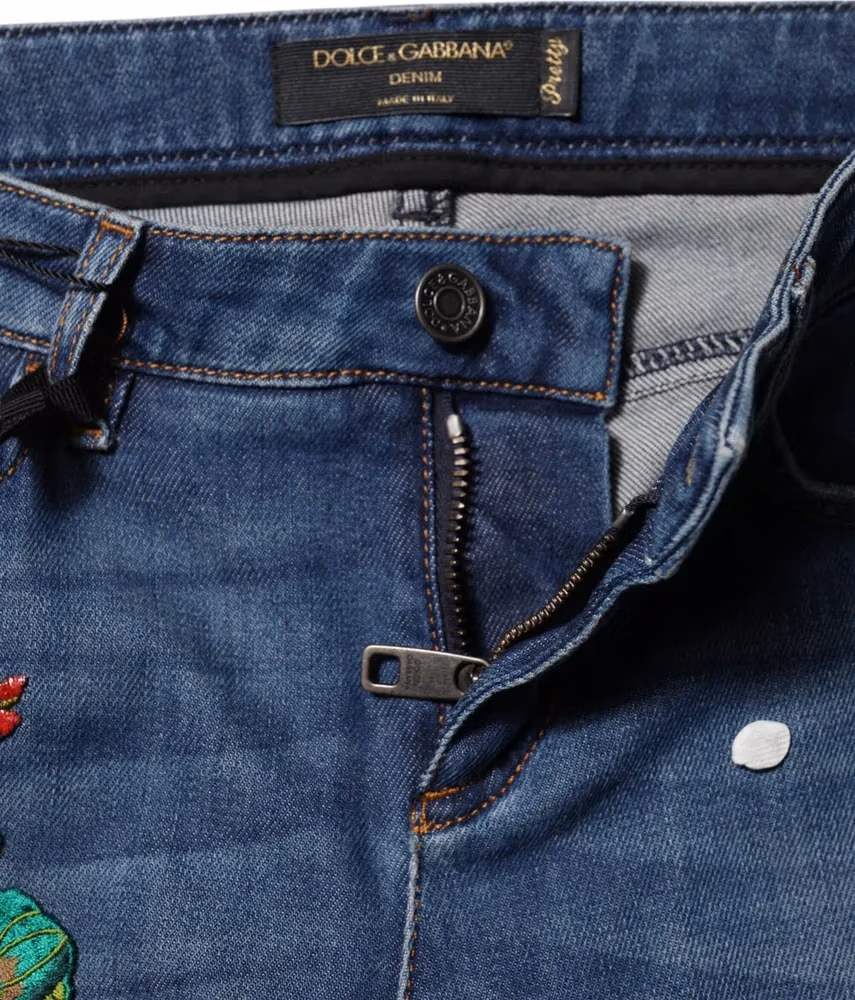 Dolce & Gabbana Blue Cotton Mid Waist Skinny Denim Jeans