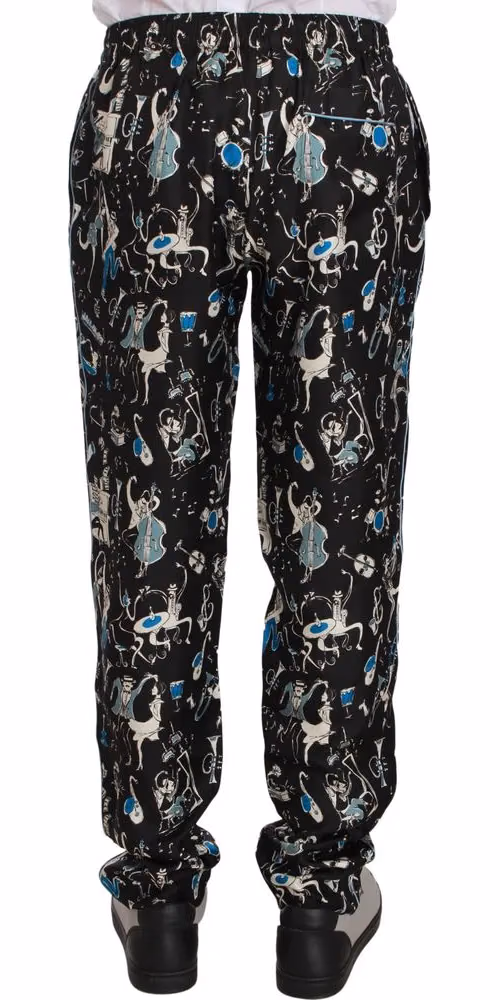 Dolce & Gabbana Black Musical Instrument Sleepwear Pants