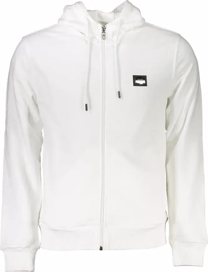 Cavalli Class White Cotton Men's Hooded Sweater