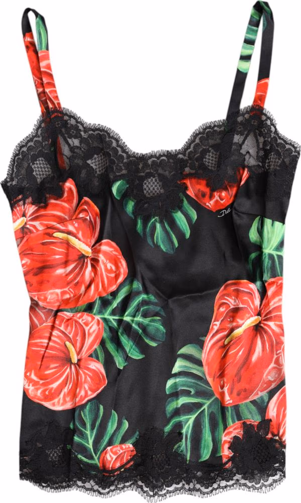 Dolce & Gabbana Multicolor Floral Silk Tank Lingerie Underwear