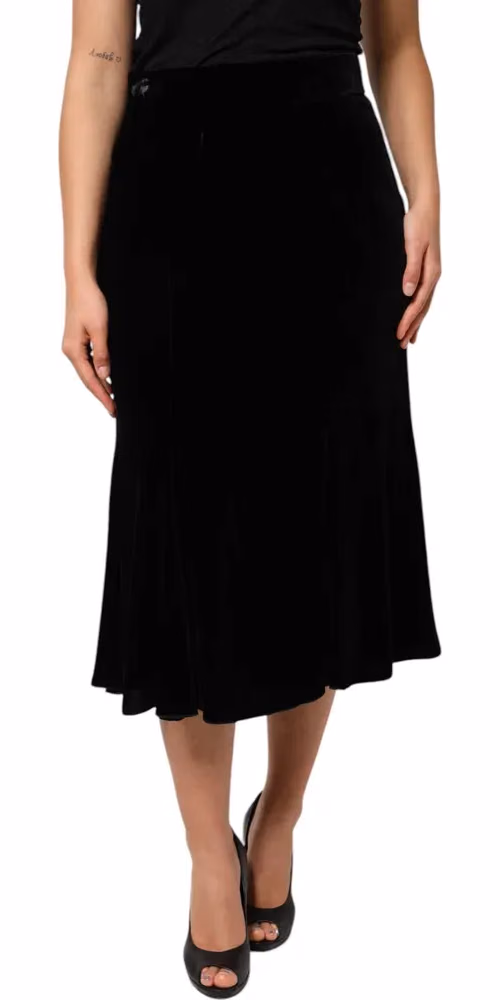 Dolce & Gabbana Black High Waist Fit Flared Midi Skirt