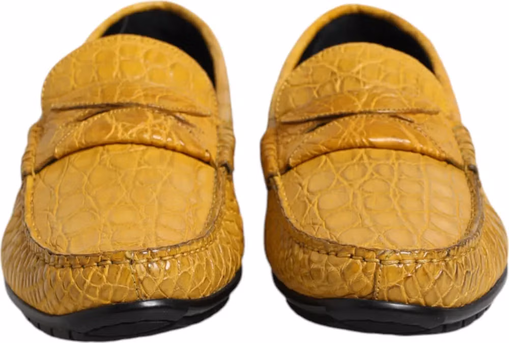 Dolce & Gabbana Yellow Exotic Leather Loafers Slip On Shoes