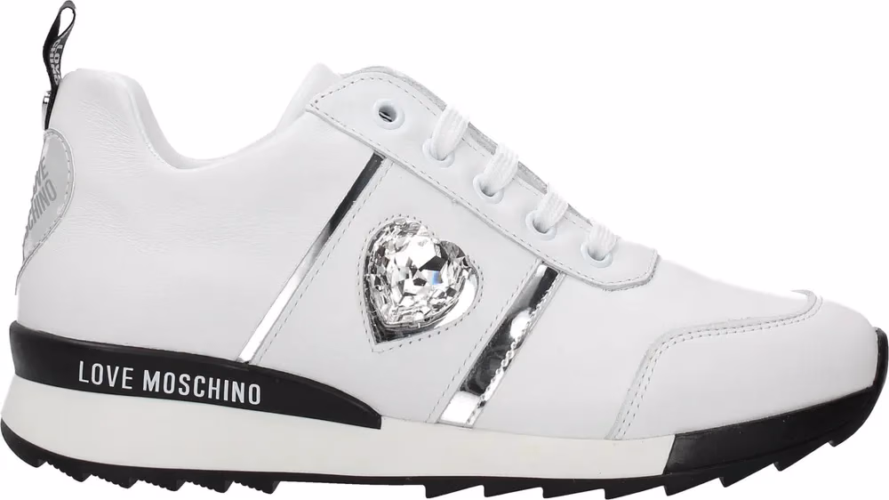 Love Moschino White Leather Low Top Sneakers