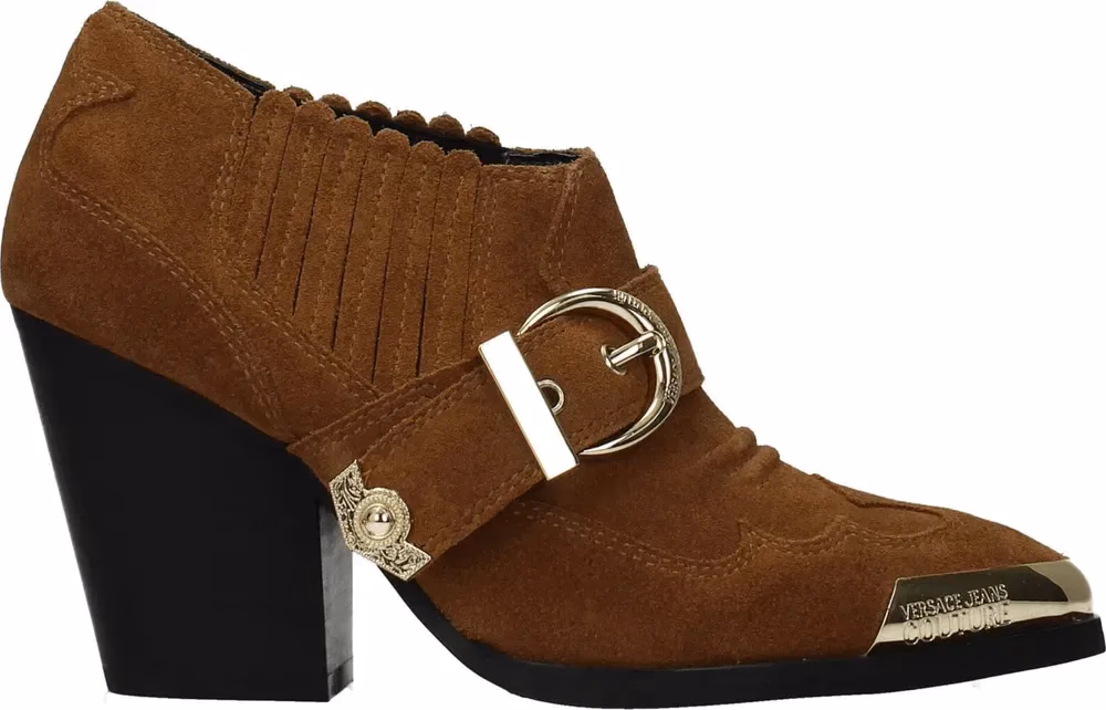 Versace Jeans Brown Leather Ankle Boots