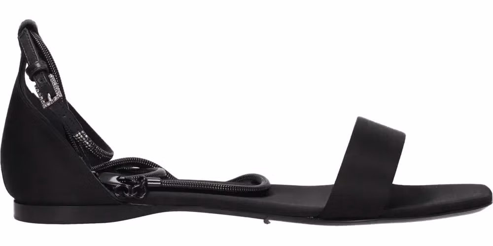 Max Mara Black Satin Flat Sandals