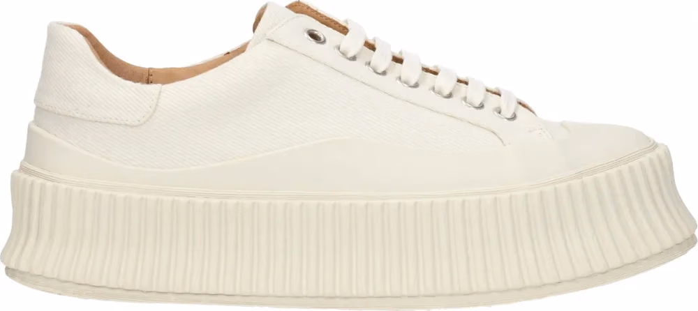 Jil Sander White Fabric Platform Sneakers