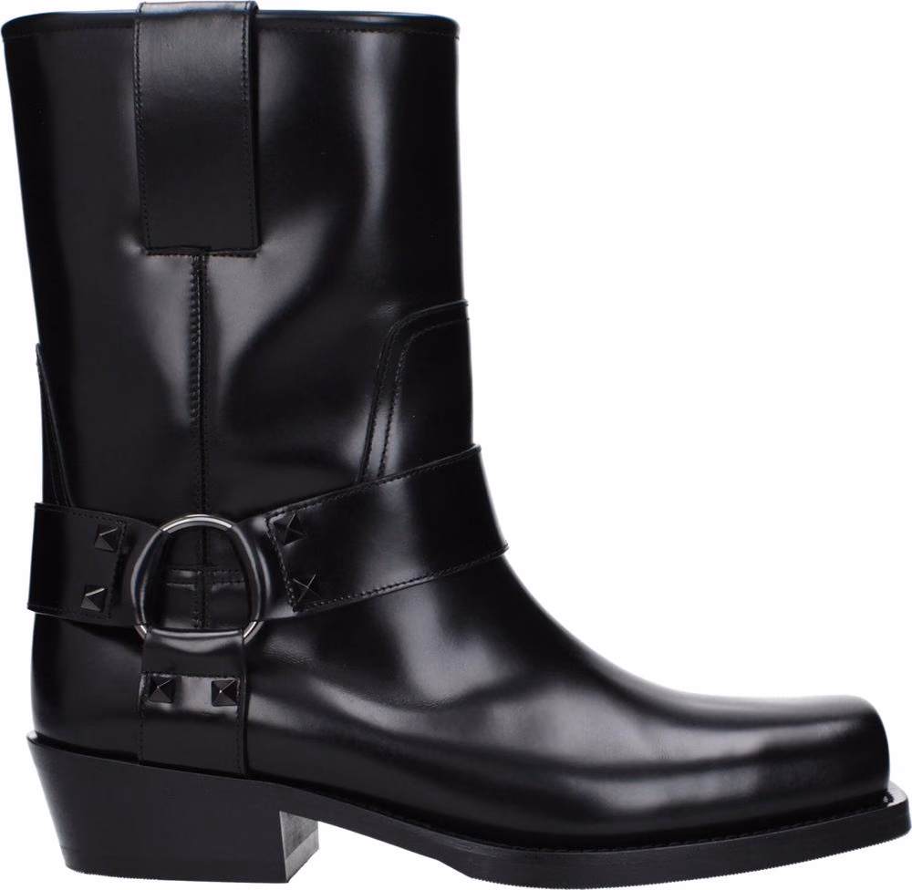 Valentino Garavani Black Leather Ankle Boots
