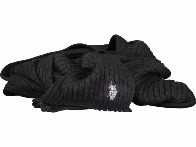 U.S. POLO ASSN. Black Wool Men's Scarf