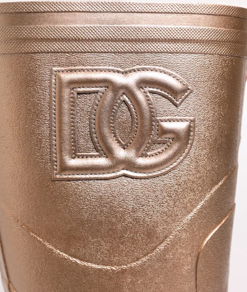 Dolce & Gabbana Rose Gold Rubber Pull On Rain Boots  Shoes