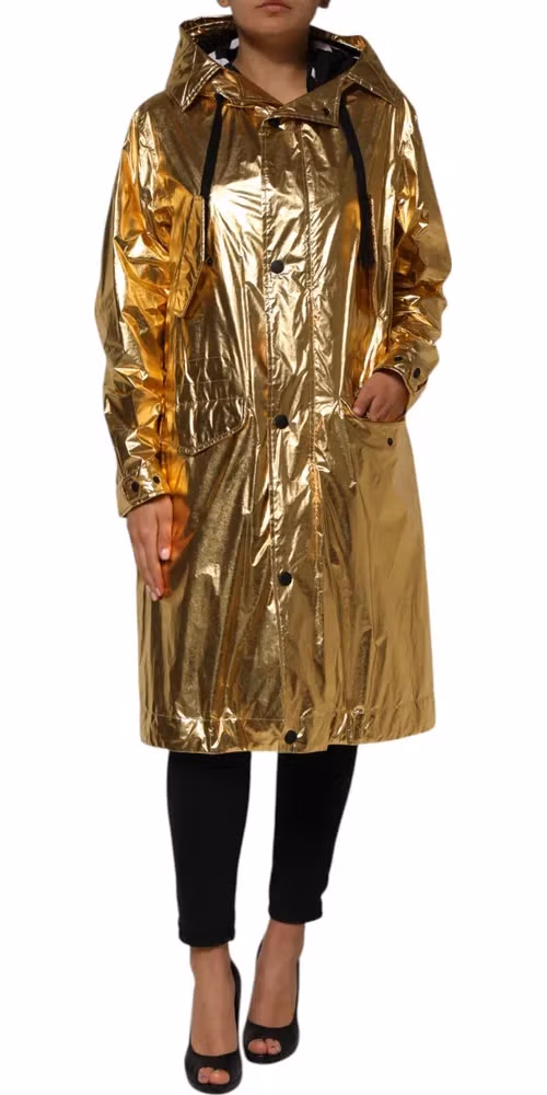 Dolce & Gabbana Gold Hooded Long Sleeves Trench Coat Jacket
