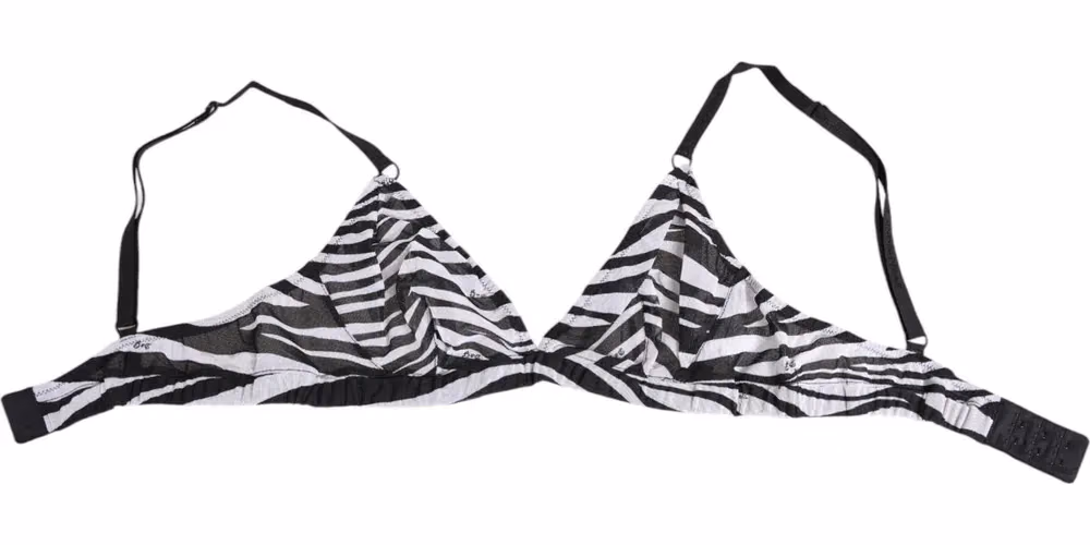 Dolce & Gabbana Black White Zebra Print Sheer Mesh Bralette Underwear