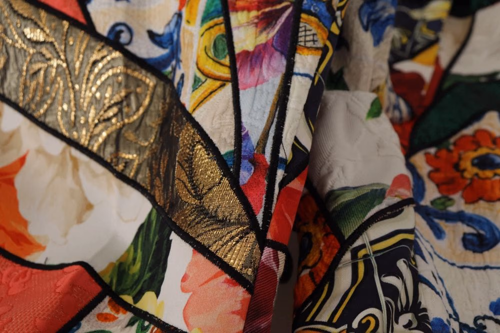 Dolce & Gabbana Multicolor Patchwork Jacquard High Waist Pants