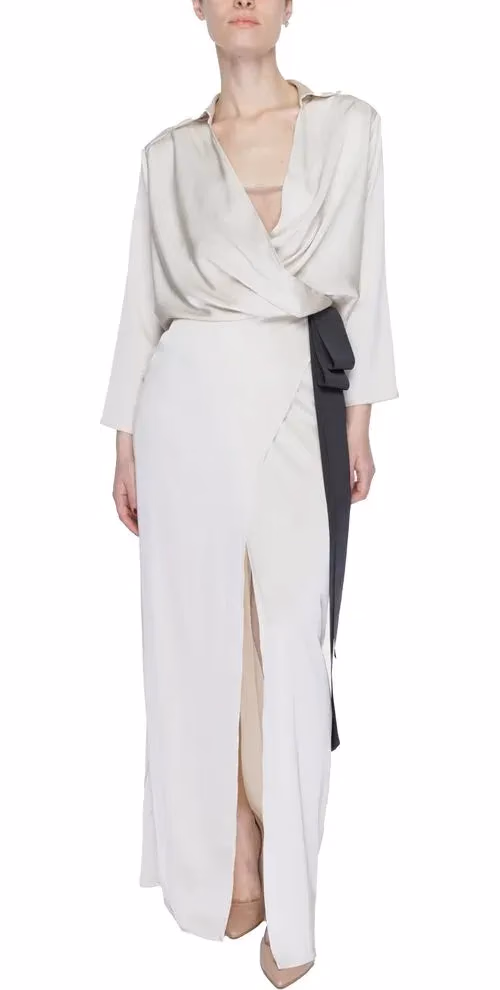 Sandro Ferrone Beige Polyester Long Dress