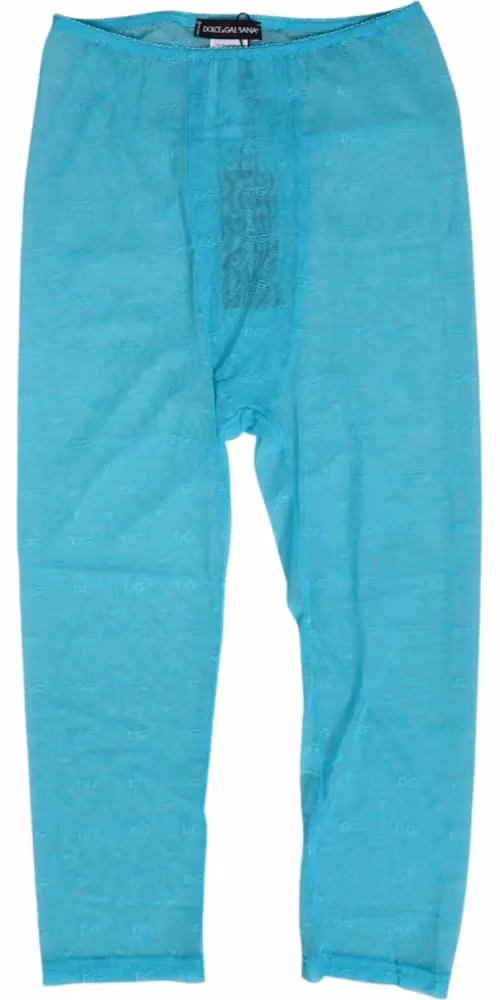 Dolce & Gabbana Light Blue Logo Lace Tight Midi Trouser  Underwear