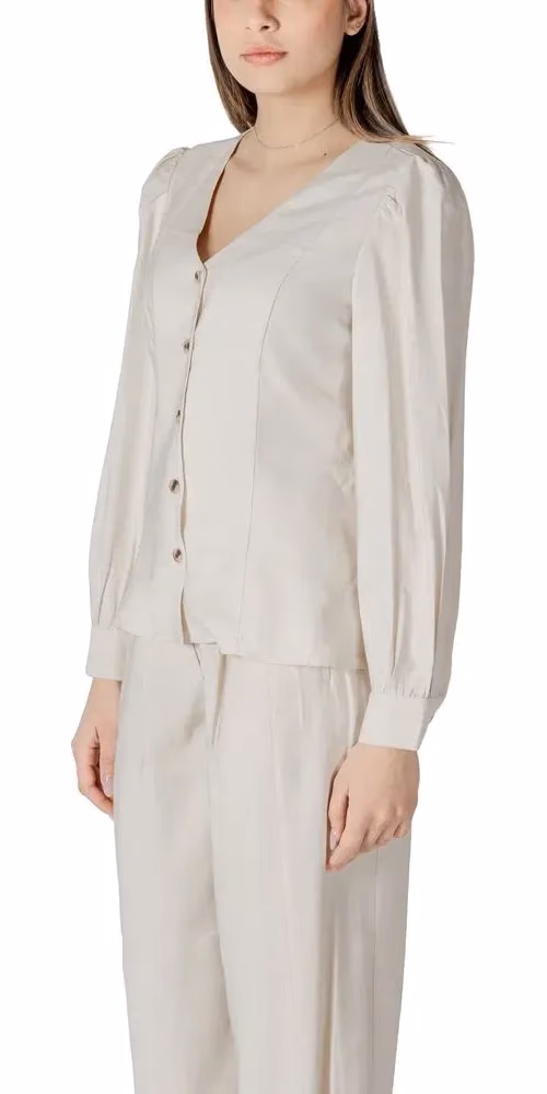 Vila Clothes Beige Viscose Blouse