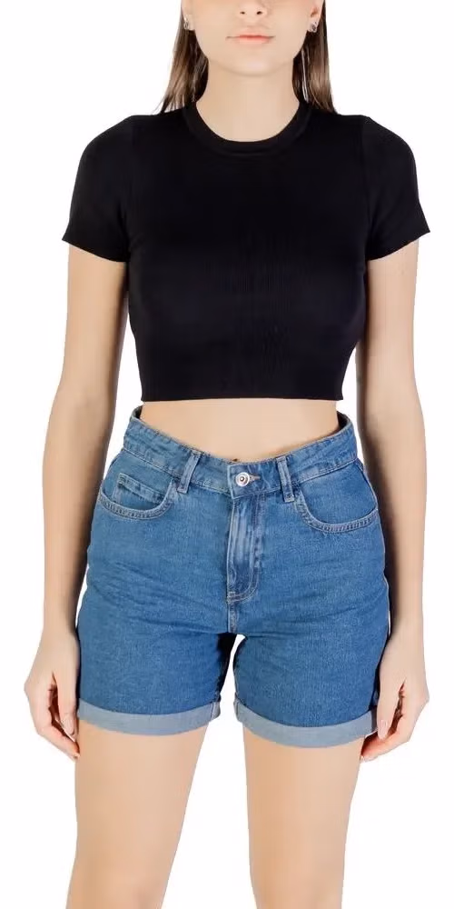 Jacqueline De Yong Black Viscose T-Shirt