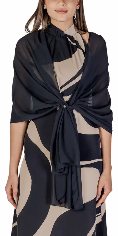 Rinascimento Black Polyester Scarf