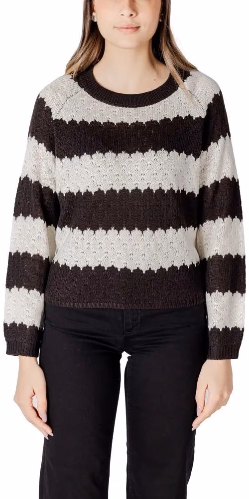 Jacqueline De Yong Black And White Marabou Sweatshirt