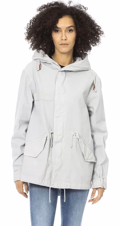 Mr&Mrs Italy Silver Cotton Women Parka Jacket