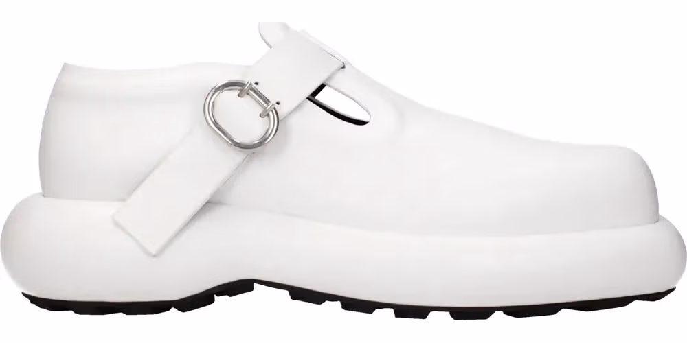 Jil Sander White Leather Slip-On Loafers