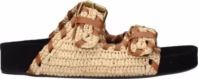 Beige Raffia Slippers
