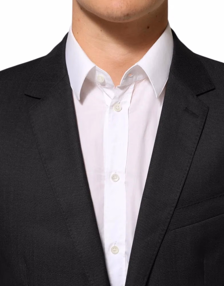 Dolce & Gabbana Dark Gray Single Breasted Men Coat MARTINI Blazer