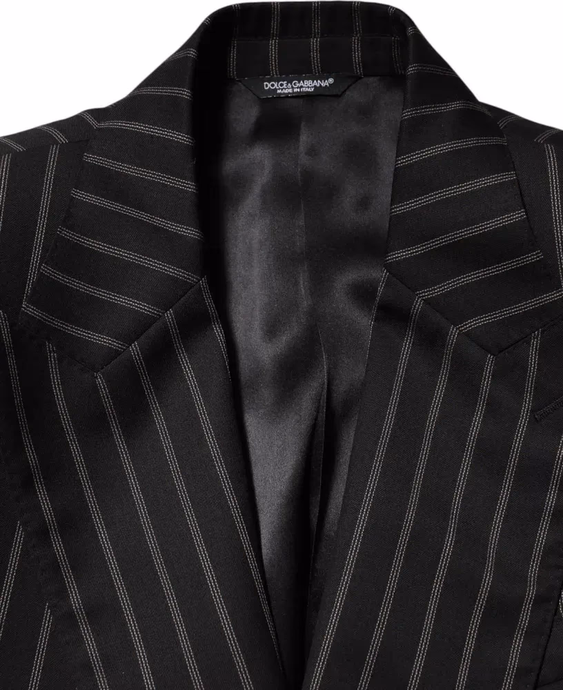 Dolce & Gabbana Dark Gray Stripes SICILIA 1 Button Suit Blazer