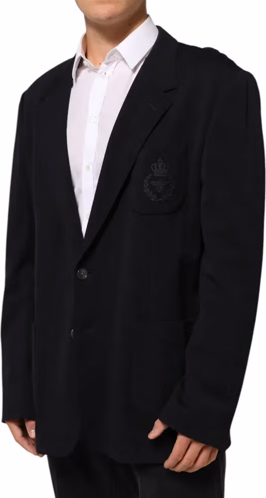 Dolce & Gabbana Dark Blue Viscose 2 Buttons Suit Jacket Blazer