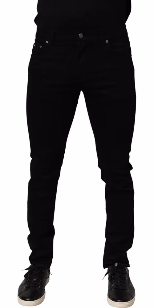 Dolce & Gabbana Black Cotton Stretch Slim Fit Men Denim Jeans