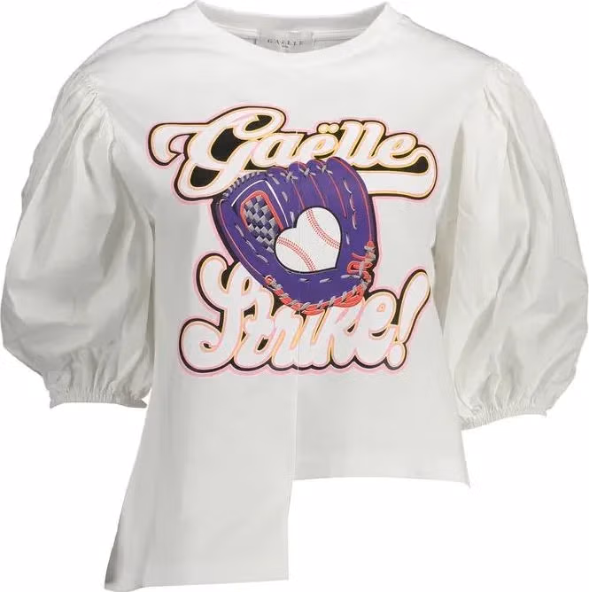 Gaelle Paris Bianco Cotton Women T-Shirt