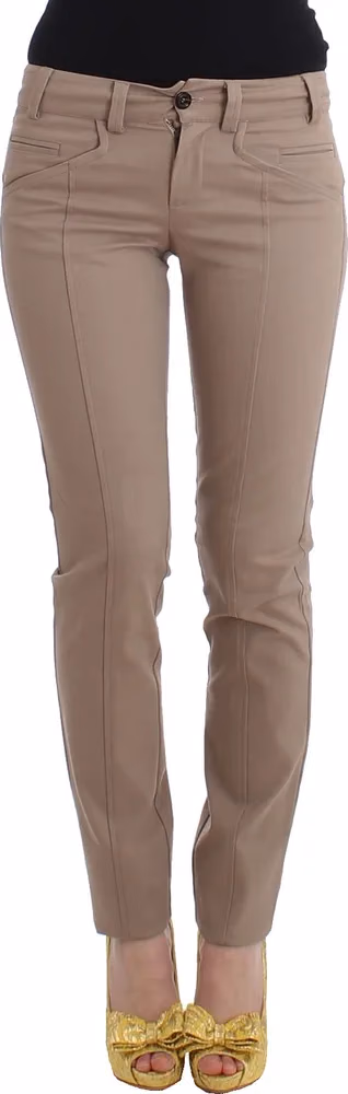 Cavalli Class Beige Dress Skinny Slim Straight Chinos Pants