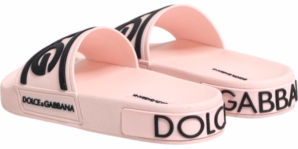 Dolce & Gabbana Pink Rubber Slides Sandals Beachwear Shoes