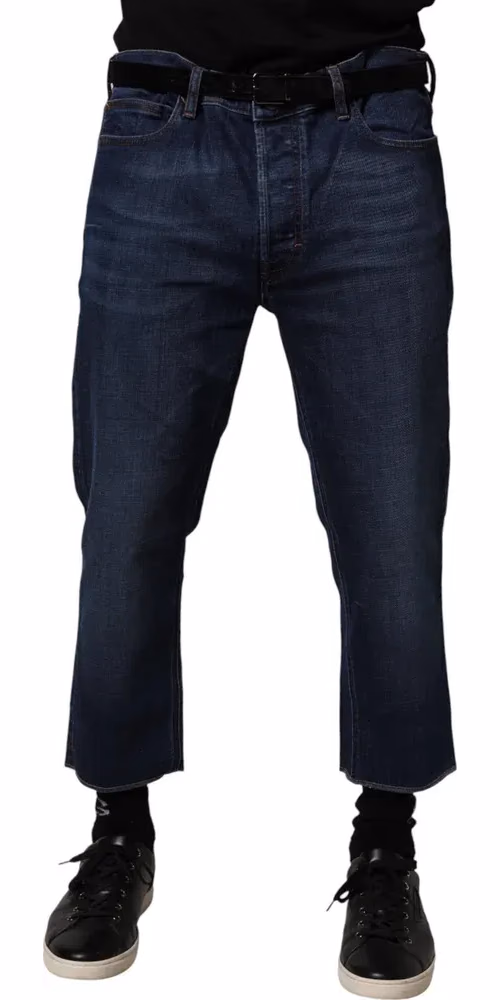 Vivienne Westwood Blue Mid Waist Cotton Men Cropped Denim Jeans