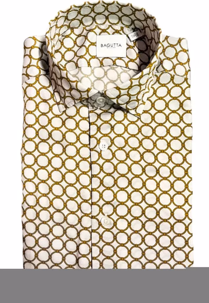 Bagutta White Viscose Men Shirt