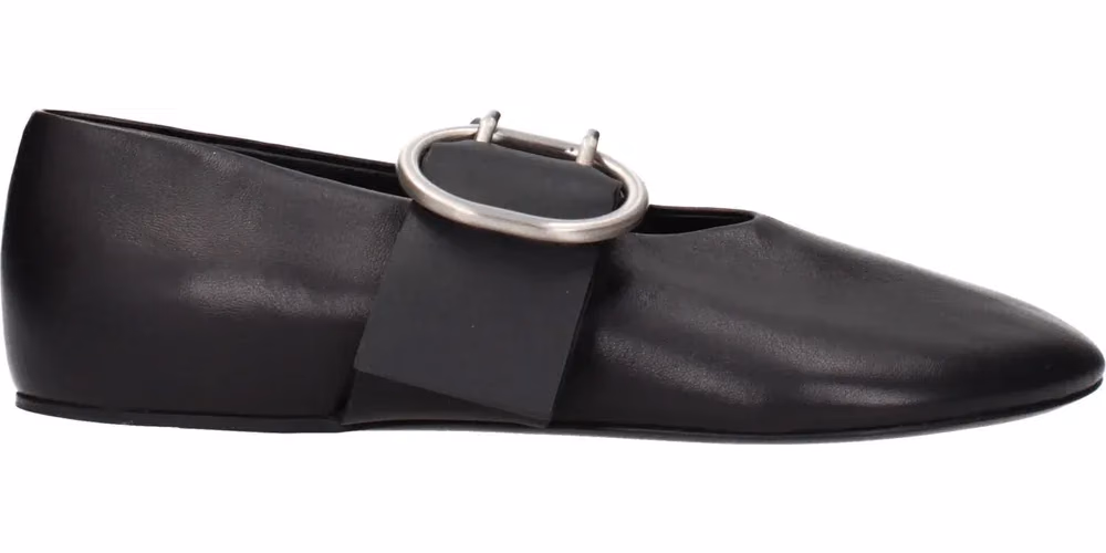 Jil Sander Black Leather Ballet Flats