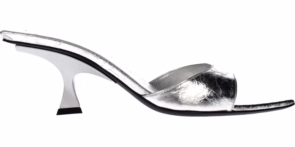 The Attico Gray Leather Flat Sandals