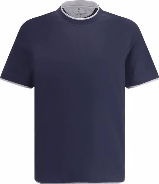 Brunello Cucinelli Blue Cotton T-Shirt