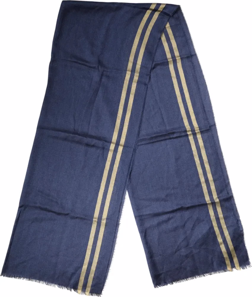Dolce & Gabbana Blue Cashmere Neck Wrap Shawl Fringes Scarf