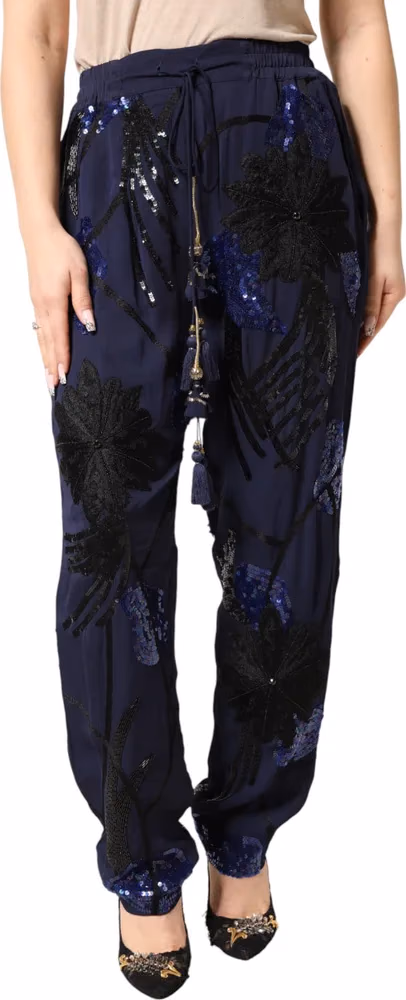 Christian Pellizzari Blue Sequined Tapered Trouser Pants