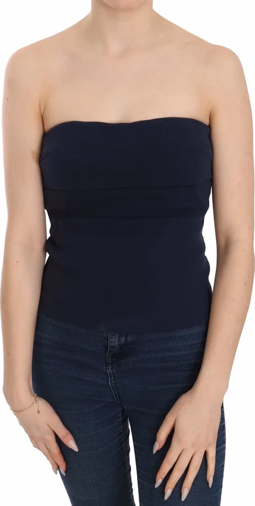 Costume National Strapless Zipper Back Tube Top Blouse
